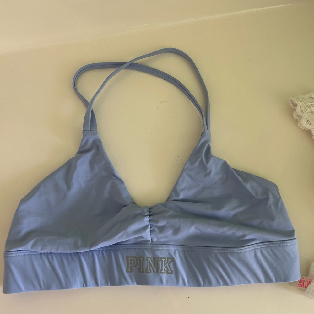 Victoria’s Secret pink blue halter sports bra